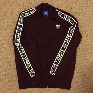 Maroon adidas zip up jacket